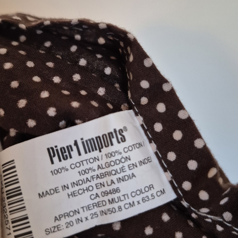 100% Cotton Tiered Apron Fun Patterns By Pier 1 Imports - Picture 4 of 6